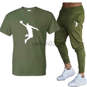 Men's T-Shirts Hot-Selling Summer T-Shirt Pants Set Casual Brand Fitness Jogger Pants T Shirts Hip hop Fash Men'sTracksuit J230602