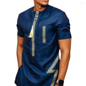 Roupas étnicas estilo de moda de verão 2023 homens africanos manga curta Dashiki roupas de camiseta