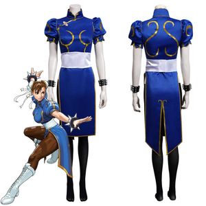 Costumi anime Chun Li Cosplay Come Anime Gioco Cosplay Come Dress Outfit Donna Feamle Ladies Halloween Party Gioco di ruolo Abbigliamento SF Z0602