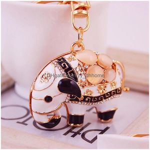Key Rings Drip Oil Alloy Car Keychain Keyring Accessories Cute Animal Elephant Chain Ring Holder For Women Bag Drop Delivery Jewelry Dhuab