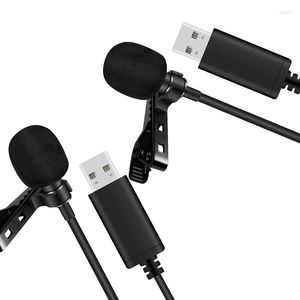 Microphones 2X Universal USB Microphone Lavalier Clip-On Computer Mic Plug And Play Omnidirectional