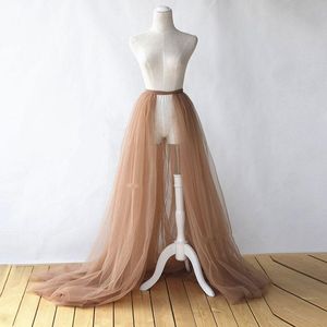 Dresses Simple Tulle Overskirts for Women Long Prom Party Detachable Skirt 5 Layers Tulle Sweep Train Removable Overlay Skirts Customize