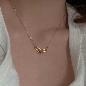 Pendant Necklaces VOQ Women's Lock Necklace Geometric Simple Clavicle Chain Jewelry Silver Color Party Gifts J230601