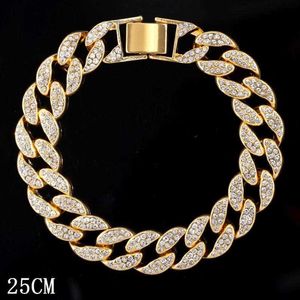 Anklets 14 Mm Iced Out Miami Cuban Link Chain Anklet for Women Gold Silver Color Prong Rhombus Bracelet Hip Hop Jewelryjz07gr8d