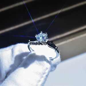 Anéis de banda anéis de joias finas para mulheres pt950 anel de prata 6 mm redondo de pedra preciosa anel ajustável anéis de diamante para mulheres J230602