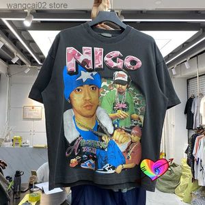 メンズTシャツ2021ヘビーファブリックTシャツ男性女性ヒップホップグラフィックデジタル印刷トップヴィンテージティー高品質の特大の短袖T230602