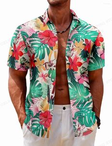 Mäns casual skjortor blommor hawaiian skjorta blomma 3d tryckta män kvinnors strandblus kallelse lapel kuba camisa kläder man