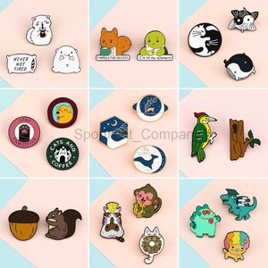 Cartoon Animal Collection Emamel Pins Set Dinosaur Monkey Cat Elk Brooches Badge Jewelry Friends Kids Presentväska Kläder LAPEL PIN