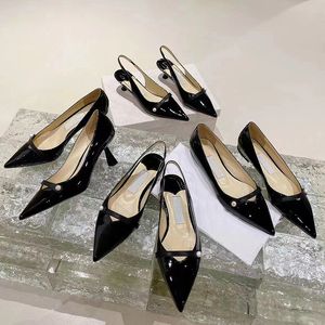 Brand-name high heels Luxury brand women's patent leather modern elegant Heels Height 4.5cm peace heels banquet dress wedding shoes sandals hollowed out binding