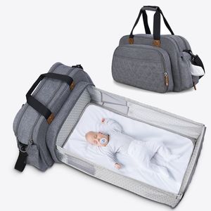 Diaper Bags Baby crib multifunctional portable foldable diaper bag mother travel baby cradle outdoor changing mat 230601