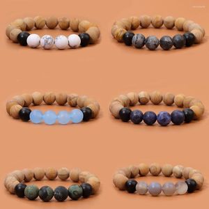 Strand Bracciali da uomo in pietra naturale di alta qualità 10mm Bracciale in venatura del legno opaco Sodalite Labradorite Bracciale gioielli Regali