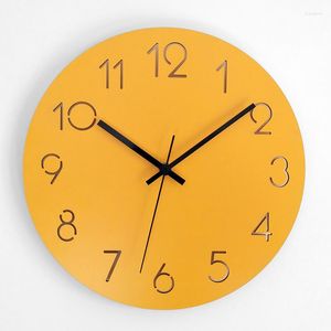 Relógios de parede Relógio de madeira Design moderno Decoração de sala de estar Pendurado Relógio de madeira Decoração de casa silencioso 12/15 polegadas