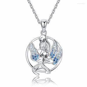 Kedjor 925 Sterling Silver Beautiful Mermaid Pendant Chain Zircon Seaweed Halsband för kvinnor Fashion Jewelry Gifts gratis fartyg