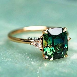 Band Rings Luxury Hot Sale Women Gold Color Rings Romantic Natural Gemstone Emerald Rings for Women Wedding Party Anniversary Gift Jewelry J230602