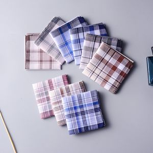 Reine Baumwoll-Herren Streifen quadratische Taschentücher Vintage Plaid klassischer Taschenschweiß-Absorbent-Taschentuch Nostalgia10pcslot 230601