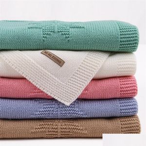 Coperte Fasce per neonati Coperta per bambini in cotone lavorato a maglia Estate Infantil Wrap Swaddle Passeggino Vestiti Cobertor Mensile Bambini Dhxk0