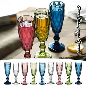 150ml Vintage Emed Glass Red Wine Juice Cups Wedding Party Champagne Flutes Goblet for Bar Restaurant Home JN02