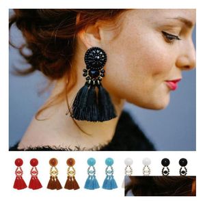 Dangle Chandelier Thread Long Tassel Earrings Rhinestone Drop Statement Fringe For Women Luxury Tear Delivery Jewelry Dhluy