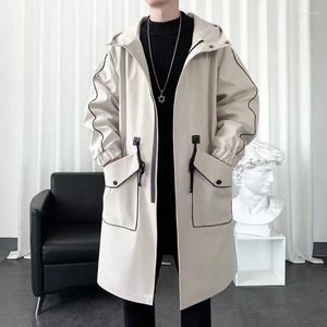 Men's Trench Coats Windbreaker Men's Mid Length Winter Long Knee Hooded Coat Autumn And Korean Version Loose Fitting Cape