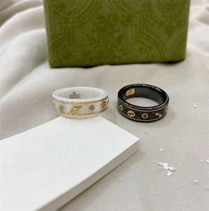 Designer smycken armband halsband hög kvalitet 925 sterling svart vit keramisk planet biet 18k par ring