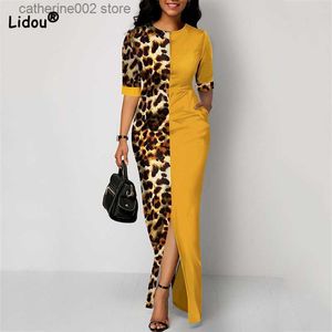 Abiti per feste Fashion Round Neck Patchwork Leopard Stampa leoparda