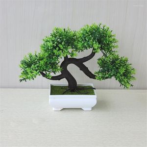 Flores decorativas artificiais bonsai árvore decoração de plantas falsas vasos de plantas para exibição em desktop