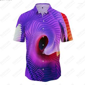Mäns casual skjortor Spring Autumn Fashion Men's Shirt Colorful Plaid 3D Printing Short Sleeve Polo Button Street Style Stora Top