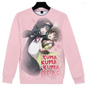 Erkek Hoodies Kuma Bear Anime O-Neck Sweatshirt Kadınlar/Erkekler Moda Uzun Kollu Sweatshirts 3D Baskılar Sıradan Sokak Giysileri