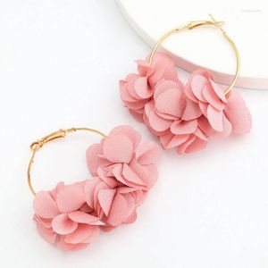 Hoop Earrings 2023 Fashion Metal Fabric Flower Petal Drop Women's Sexy Elegant Casual Jewelry Accessories