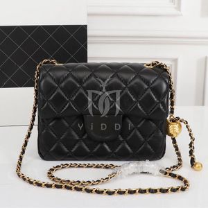 Bolsa de ombro clássica com aba de designer feminina luxuosa bolsa de couro caviar moda tiracolo