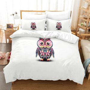 Factory Direct Hotel Zestaw pościeli gospodarstw domowych 3D Owl Patch Cover Cover z zestawem kołdry z poduszką