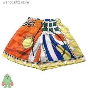 Men's Shorts Vintage CASABLANCA Shorts Color Matching Table Tennis Drawstring Casual Silk Short Pants T230602