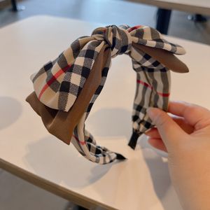 Wholesale Fashion Trend Women's Headband Striped Plaid B Classic Style Double Layer Large Edition Bow Tie Headband Hairpin