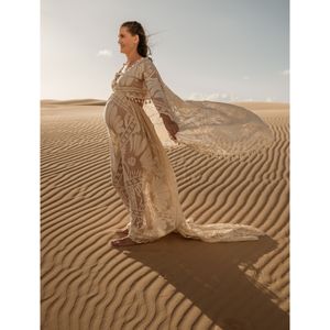 Maternity Dresses Po Shoot Boho Robe Maxi Long Maternity Dress with Cape Pregnant Gown Lace Evening Party Couture for Woman Pography Prop 230601