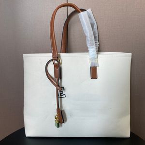 Canvas-Einkaufstasche, 44 cm, große Handtaschen, Strand-Tragetaschen, Umhängetaschen, Shop-Taschen, Laptop-Tasche, Reisetasche, Rindsleder, Gold-Hardware-Schloss, Baumwollfutter, interne Geldbörsen mit Reißverschluss