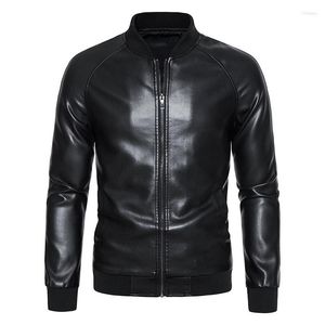 Men's Jackets Autumn Men's Stand Collar Black Leather Jacket Classic Style Trendy Fashion Locomotive Coat Male High Quality Brand