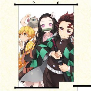 Banery Streamery konfetti 90 cm zabawki imprezowe Scrolls Banery Demon Slayer Cartoon Hang Picture Kazuma Tanjiro Nidouzi Hand Do Child DHH43