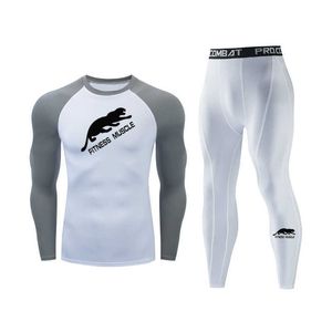 Herrspår som kör 2st/set för män Gymkläder Fitness Compression Men's Sport Syits Snabbtorkräning Sportkläder Set Dreating Tights J230601