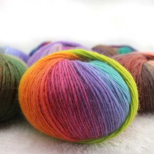 Yarn 50g/ball cotton knitted dyed rainbow soft crochet yarn DIY hat scarf supplier P230601