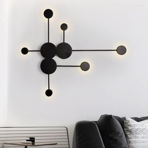 Wall Lamp Modern Indoor Round Dot Lights Creative Black Gold White Shade Led Bathroom Bedroom Sconces Luminaire