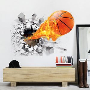 3D Basketbol Ateş Duvarı Stickers Üreticileri Toptan Çevre Çıkartmaları Yaratıcı Yeni Ev Dekorasyon Zemin Keyifli