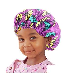 Gorro/boné de caveira touca de bebê estampado africano estampado de cetim touca de dormir infantil dupla camada de cabelo e acessórios para a cabeça menino menina chapéu ajustável Dhhfz