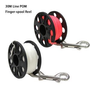 Diving Accessories 30M Scuba Diving POM Plastic Spool Finger Reel with Stainless Steel Double Ended Hook SMB Equipment Cave Dive 230601