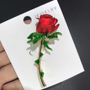 Булавки броши Wuli Baby Red Emalel Rose Ladies Classic Beauty Party Office Feel Pin Pin Gift G230529