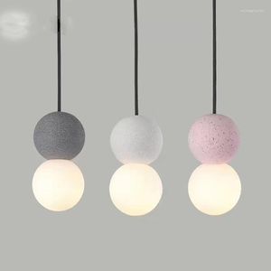 Hängslampor nordiska moderna minimalistiska lampor cement ljuskrona led café vardagsrum sovrum sovrum badrum lampa middag hängande