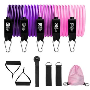 Resistance Bands Fitness Set Yoga 5 Tube Workout Home Exercise with Door Anchor Handles Ankle Straps Gym Equipment 230601