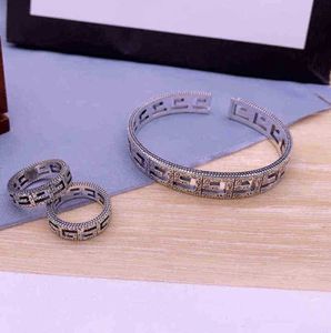 designer jewelry bracelet necklace high quality Accessories square hollowed out couple ring antique carved pattern Bracelet