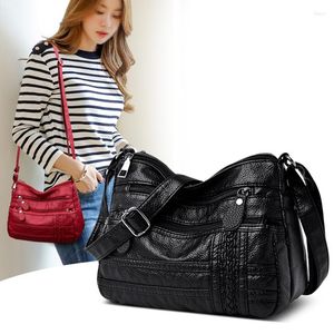 Duffel Bags Fashion Women Bag Pu Soft Leather Shoulder Multi-Layer Crossbody Quality Small Brand Red Handbag Purse