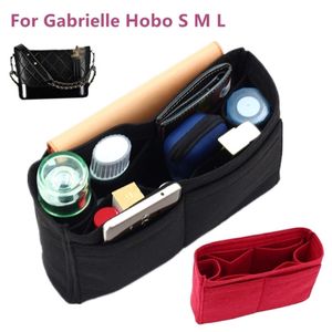 Passar Gabrielle Hobo Felt tygin Insert Bag Organizer Makeup Handväska Shaper Organizer Travel Inner Portable Cosmetic Bags Y200714205L