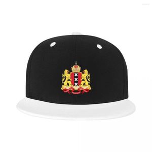 Ball Caps Custom Coat Of Arms Amsterdam Baseball Cap Women Men Netherlands Dutch Proud Flat Snapback Hip Hop Hat Outdoor